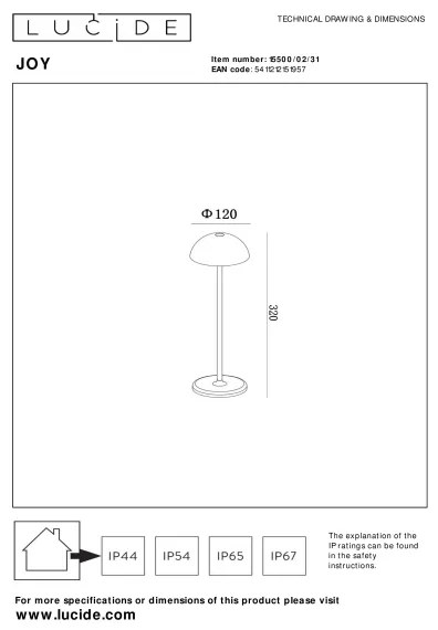 Lampă LED dimabilă de exterior Lucide 15500/02/31 JOY LED/1,5W/4V IP54 alb