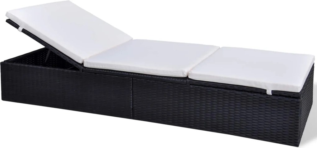 vidaXL Șezlong Negru poliratan