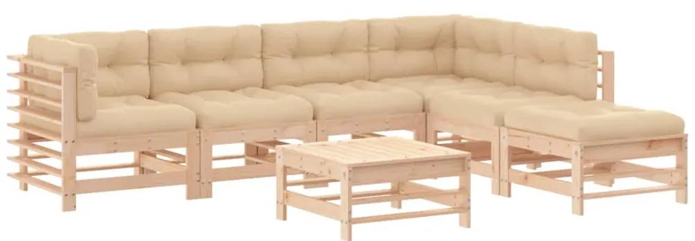 3185976 vidaXL Set mobilier de grădină cu perne, 7 piese, lemn masiv