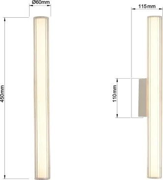 Aplică LED pentru oglindă de baie LINEA, 8W, 230V, 3000/4000/6000K, IP44, 45 cm, alb