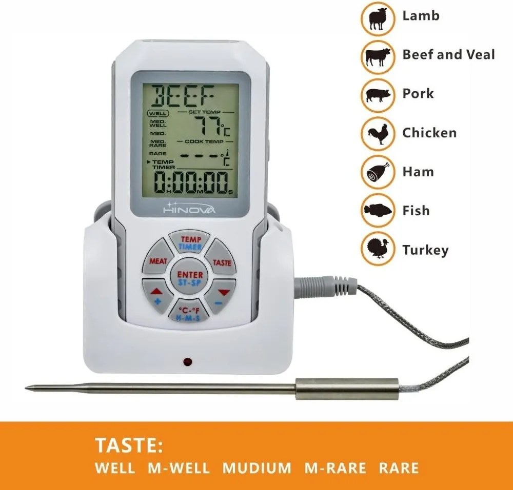 Termometru digital - termosondă HiNOVA - gri