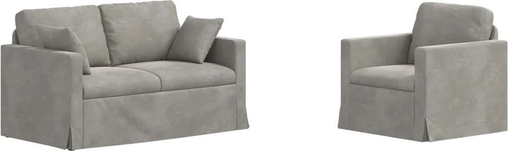 vidaXL Set de canapea 2 pcs Gri deschis 138 x 78 x 80 cm Catifea