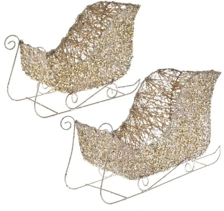 Set 2 saniute decor metalice Golden Glitter