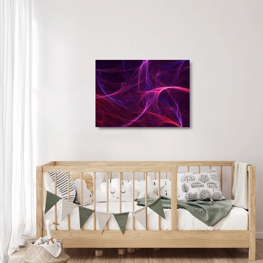 Tablou pe sticlă abstract cu linii curbe (70x50 cm)