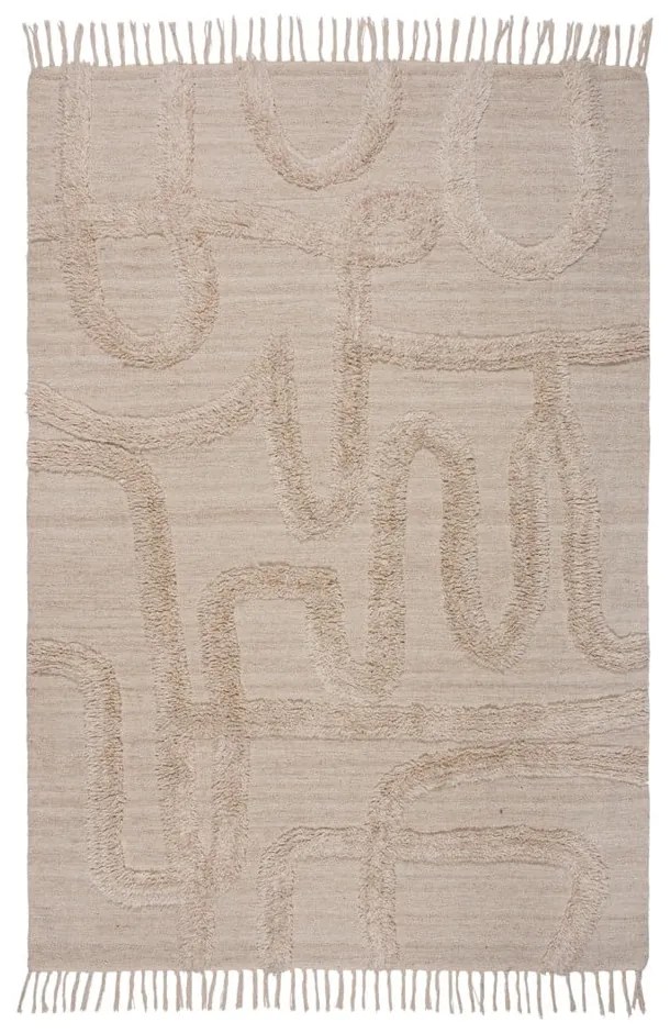 Covor bej țesut manual din lână 200x290 cm Loma – Flair Rugs