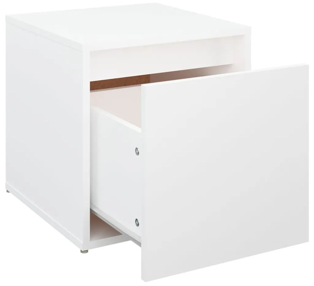 Cutie cu sertar, alb, 40,5x40x40 cm, lemn compozit Alb, 1