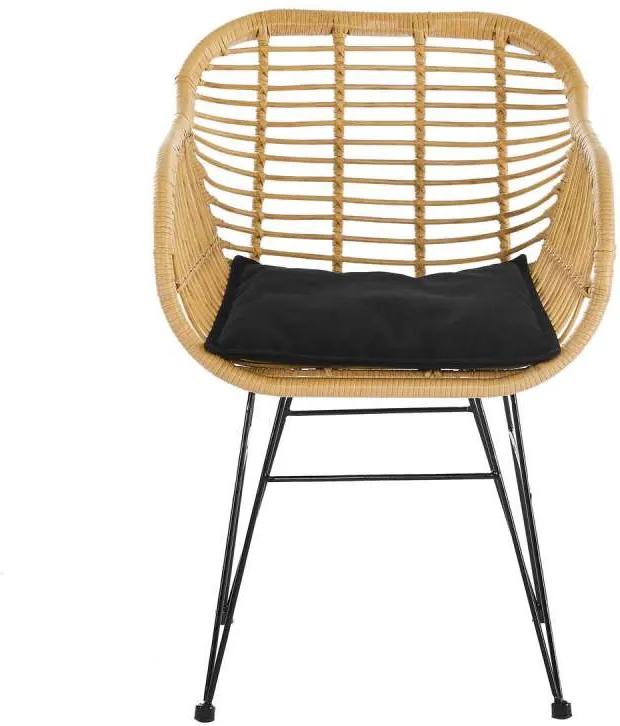 Set 2 scaune poliratan Lettie, 80x58x59 cm, poliratan/ otel, negru