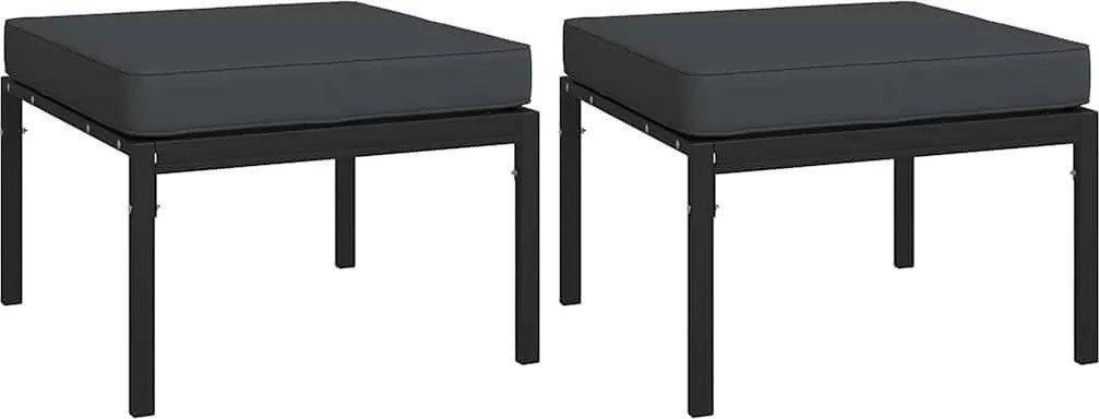 vidaXL Taburete de grădină cu perne gri, 2 buc., 60x60x35 cm, oțel