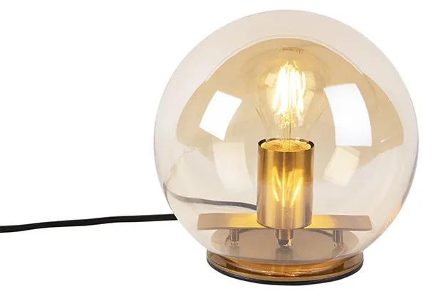 Lampă de masă Art Deco din alamă cu sticlă chihlimbar 20 cm - Pallot