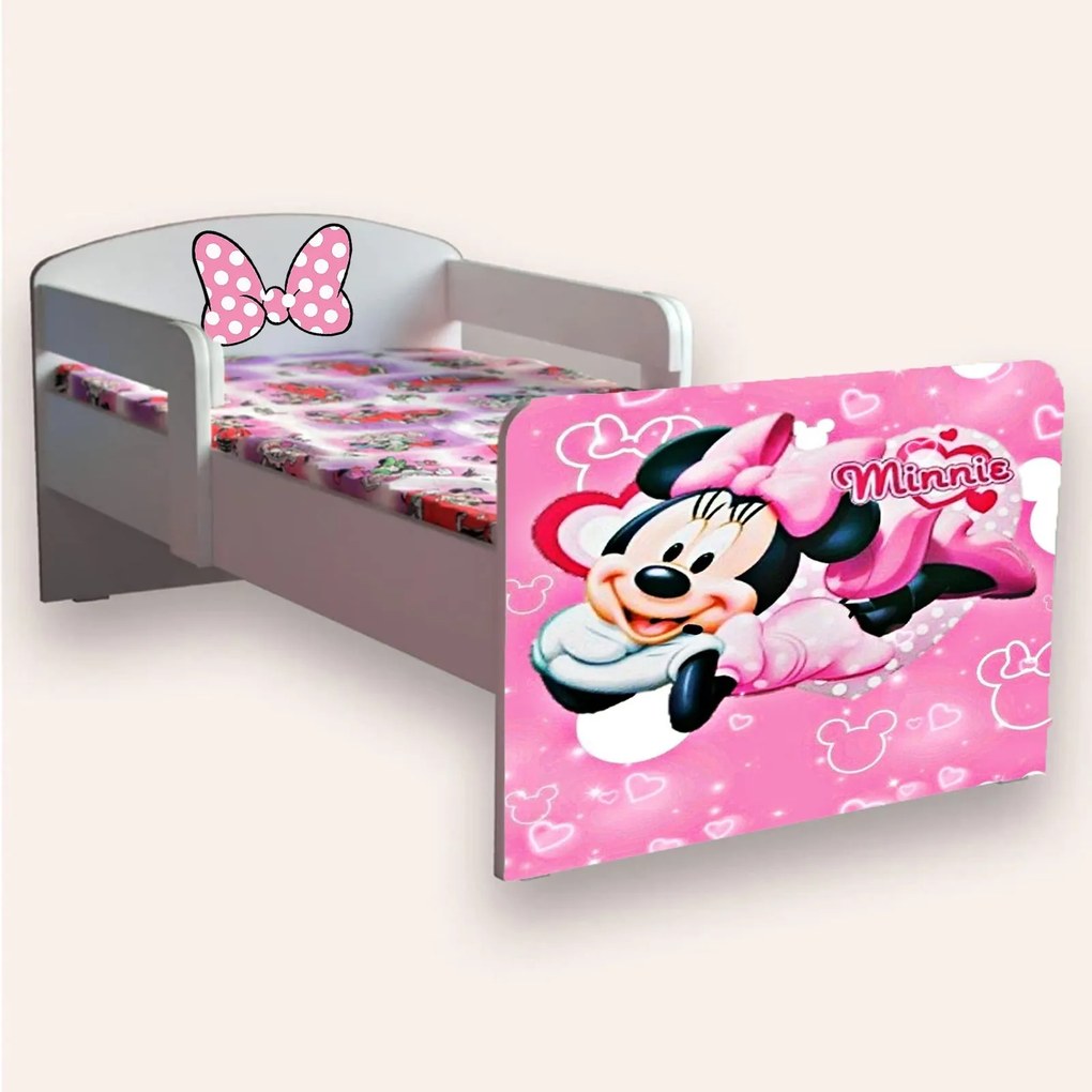 Patut copii gradinita 2-6 ani Minnie Mouse 30x60 cm cu paravane laterale si Saltea SafeNest CMG51899930476884