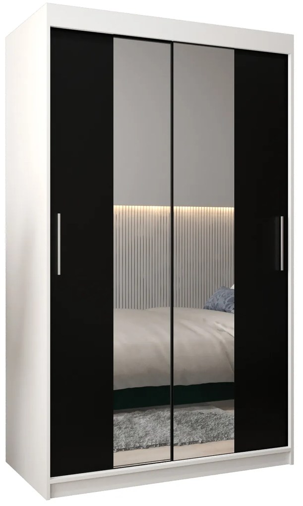 Dulap de haine 120 cm Toki 1 (alb mat + negru mat). 1064888