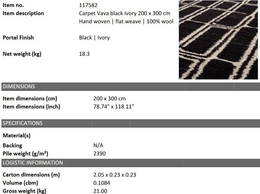 Covor design LUX tesut manual Vava 200x300cm