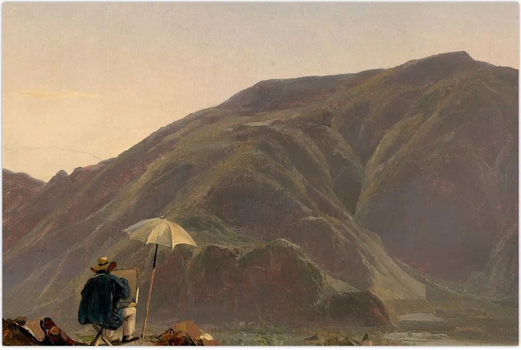 Tablou - Jules Coignet, View of Bozen with a Painter, reproducere (90x60 cm)