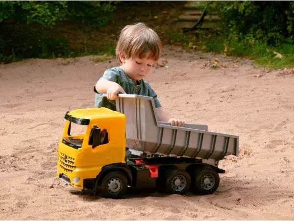 Camion basculant Mercedes GIGA TRUCKS, 65 cm, galben/gri