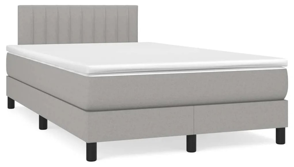 3140201 vidaXL Pat box spring cu saltea, gri deschis, 120x200 cm, textil