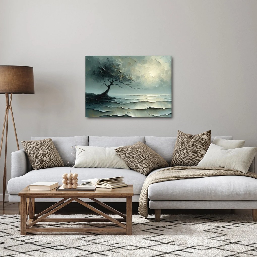 Tablou - pictură în ulei de un copac cu oceanul (70x50 cm)