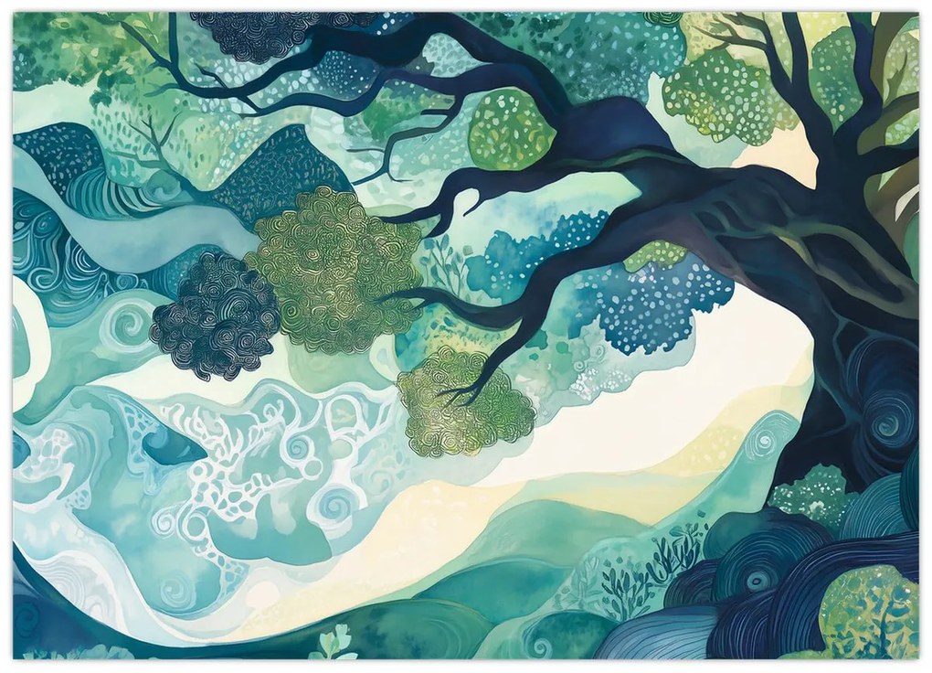 Tablou – Coroană verde a arborelui vieții (70x50 cm)