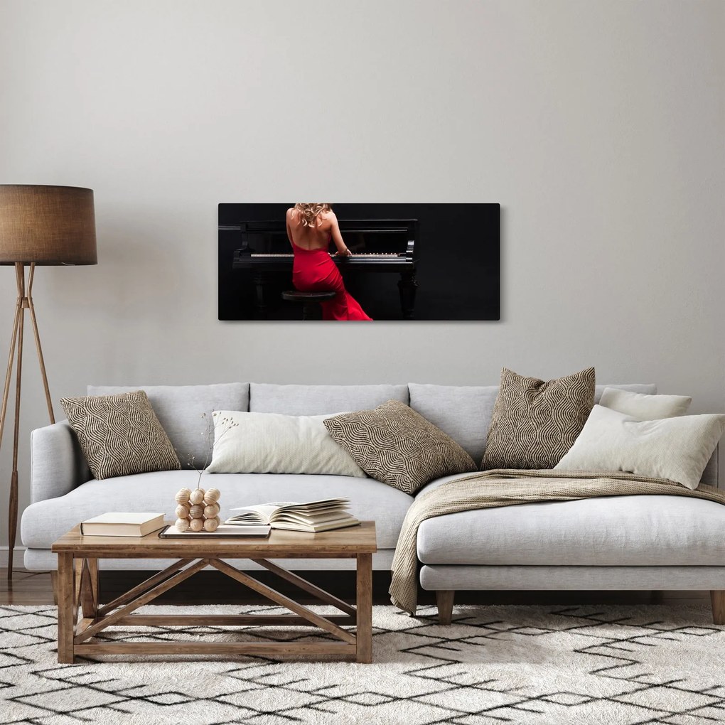 Tablou - Femeia cântând la pian (120x50 cm)