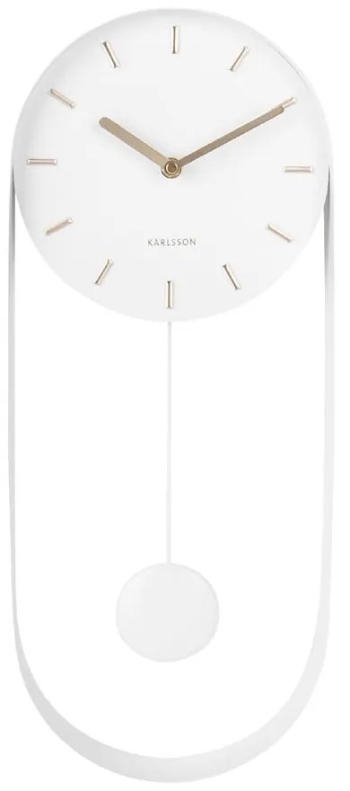 Ceas de perete cu pendul Karlsson Charm, alb