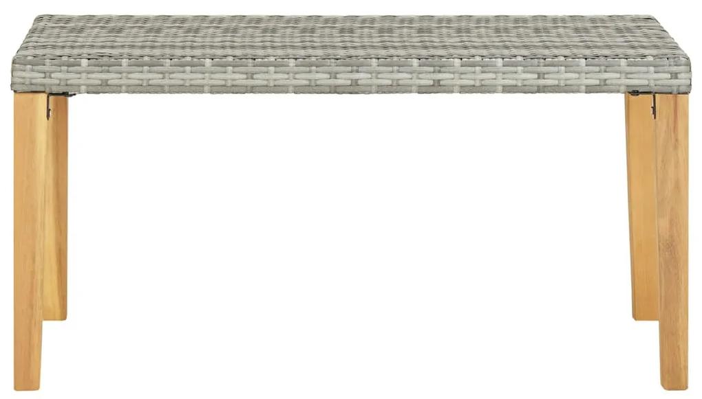 Banca de gradina, gri, 120 cm, poliratan si lemn de acacia Negru, 1, 1