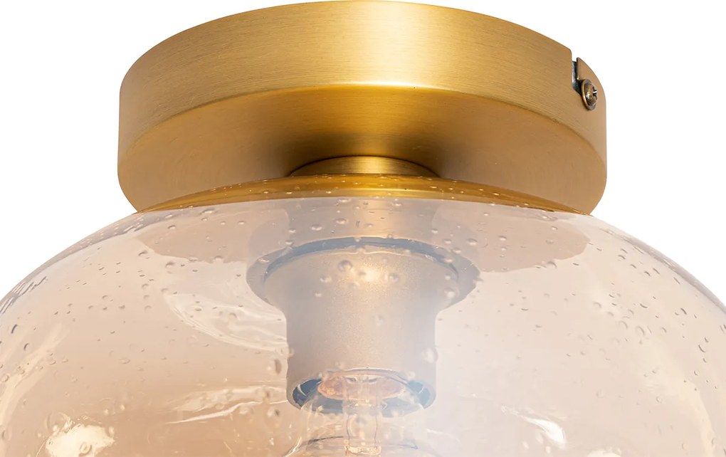 Plafonieră inteligentă alamă și sticlă ambră incl. WiFi G95 - Zuzanna