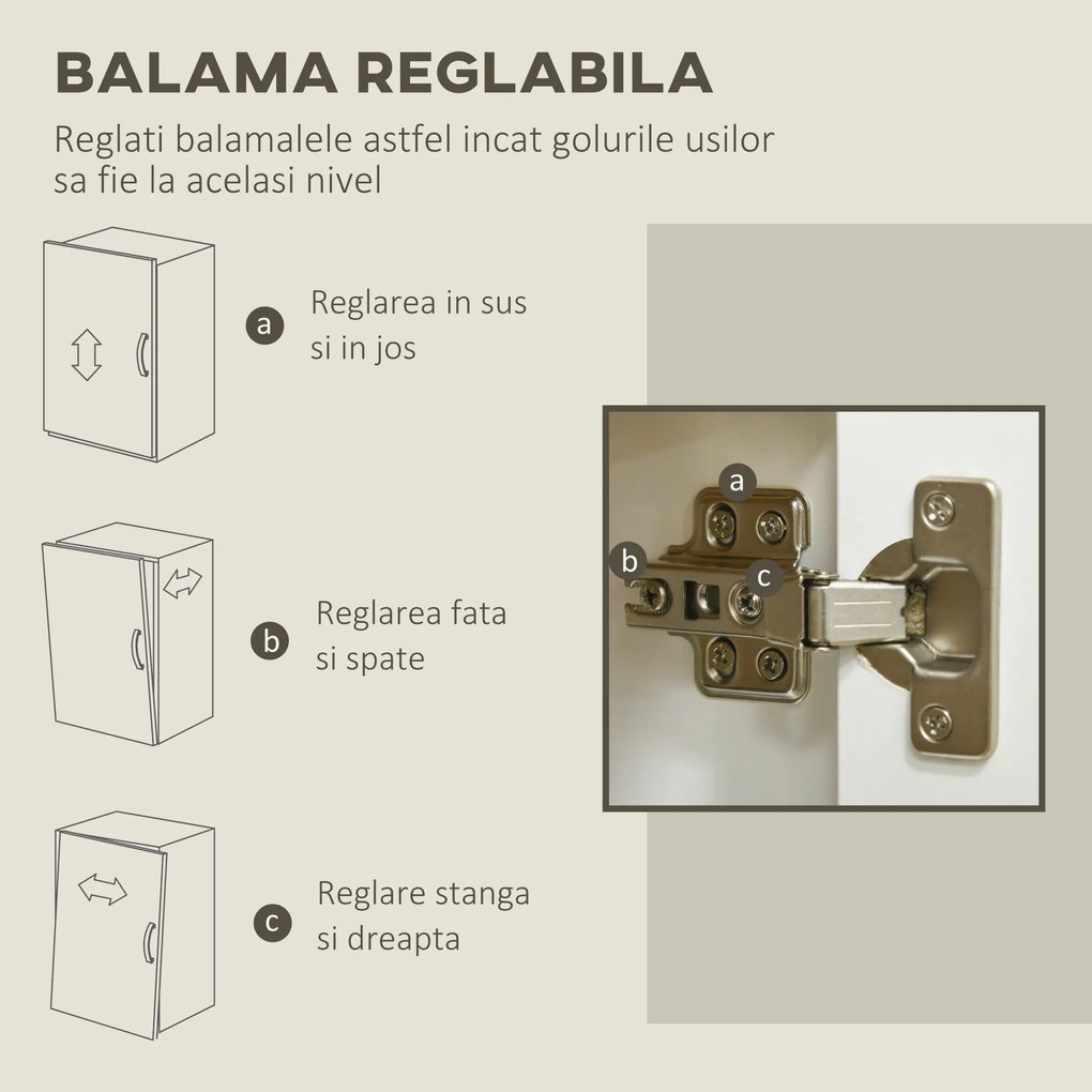 HOMCOM Bufet de Bucatarie, Dulap de Depozitare cu Usi Duble si Raft Reglabil pentru Camera de Zi, Holul de la Intrare, Alb | Aosom Romania