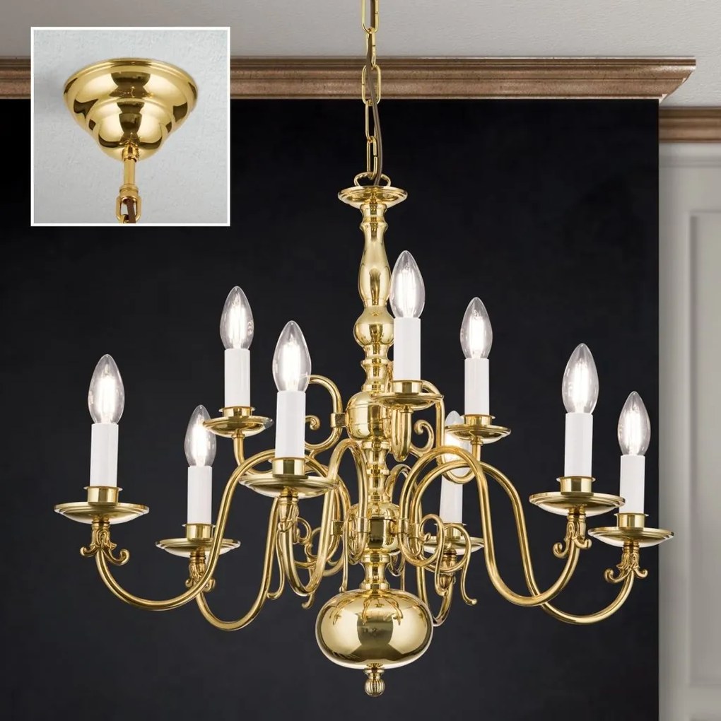 Candelabru 9 brate design clasic FLAMISCH, alama lucioasa