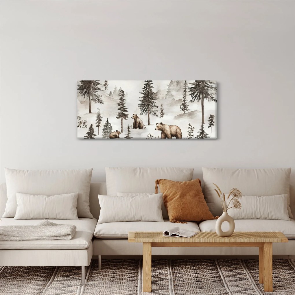 Tablou - Pădure cu Urși (120x50 cm)
