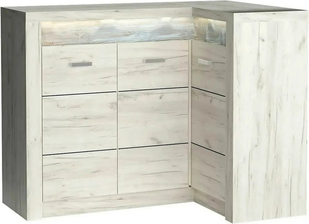 Comoda INDIANAPOLIS I15 dreapta, stejar craft alb, PAL laminat, cu 3 u
