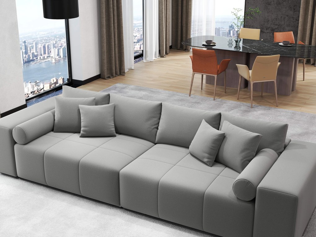Canapea extensibilă dumonde cu ladă de depozitare si sezut confortabil din spuma high-density, Marbela Royal Gri XXL 295x100 cm