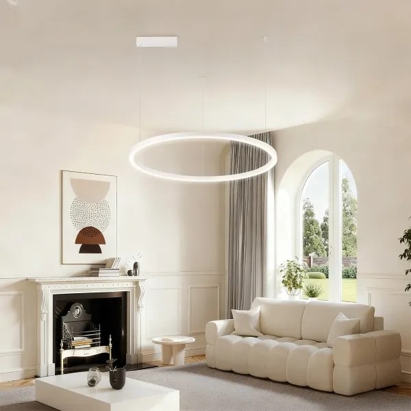 Brilagi - Lustră LED dimabilă, suspendată pe cablu PORTOFINO LED/60W/230V, diam. 80 cm, albă +telecomandă