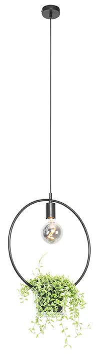 Lampă modernă suspendată neagră cu sticlă rotundă - Roslini