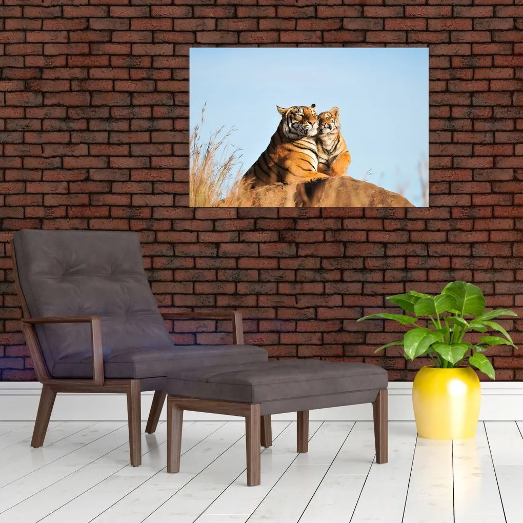 Tablou - Tigroaica cu pui (90x60 cm)