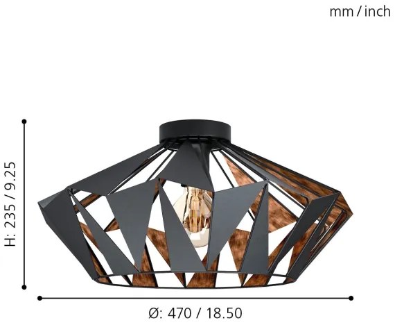 Eglo 43399 - Plafonieră CARLTON 6 1xE27/60W/230V