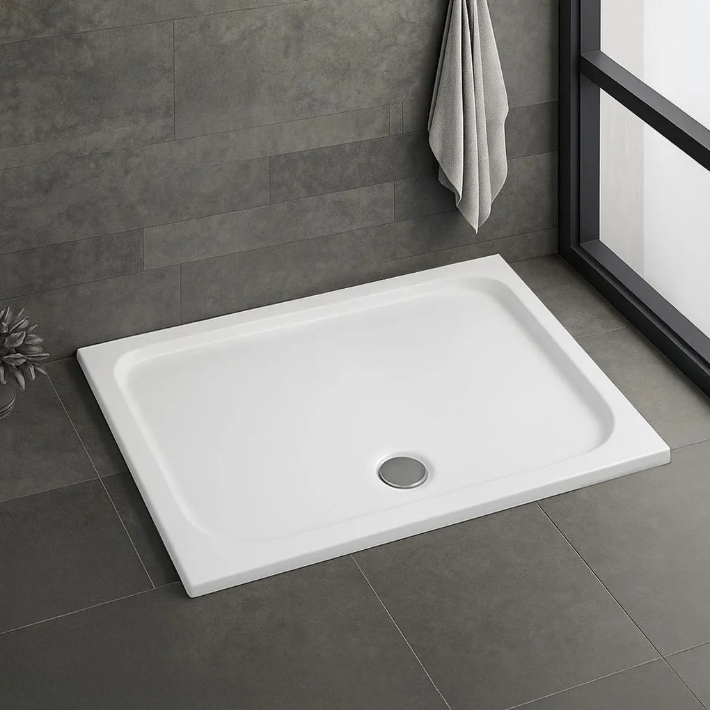 Cada pentru dus din acril Rea Belmond White 80x100