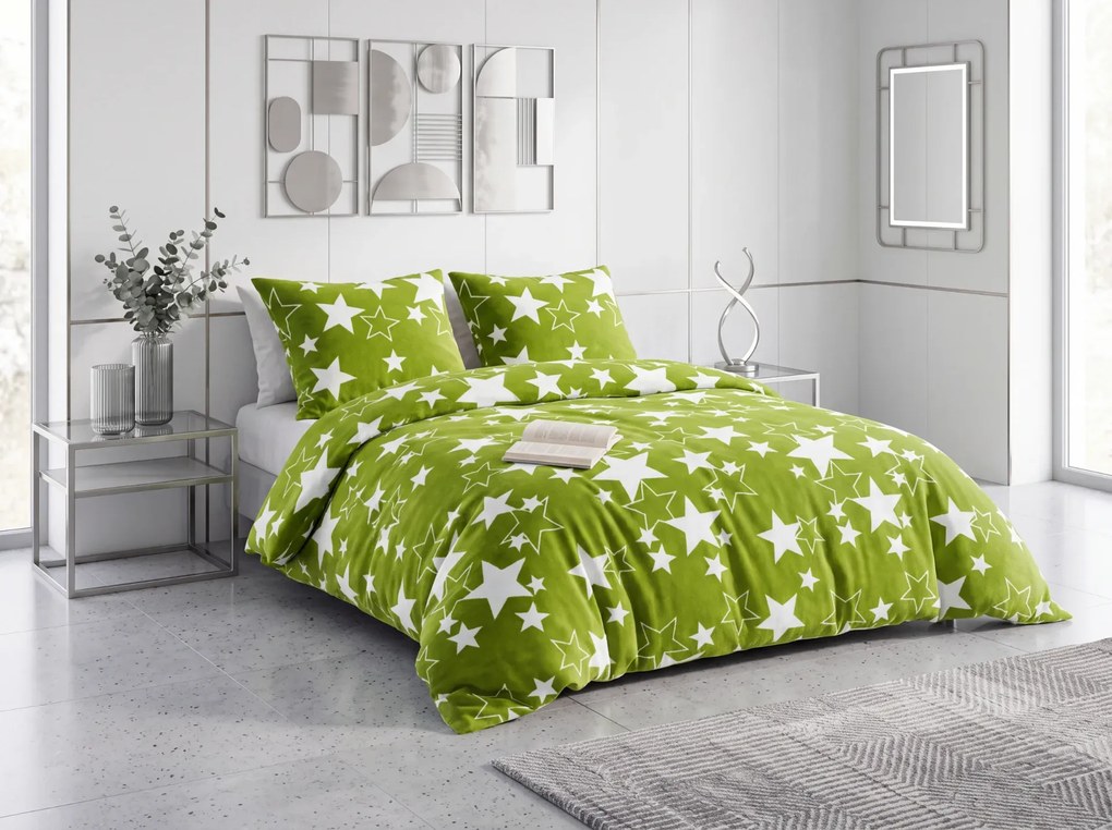 Lenjerie cocolino STAR verde Dimensiune lenjerie de pat: 70 x 90 cm | 140 x 200 cm
