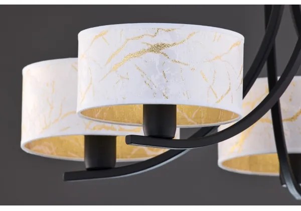 Jupiter 2104 - Lustră pe lanț ARTHUR 5xE27/15W/230V alb/negru/decor marmură