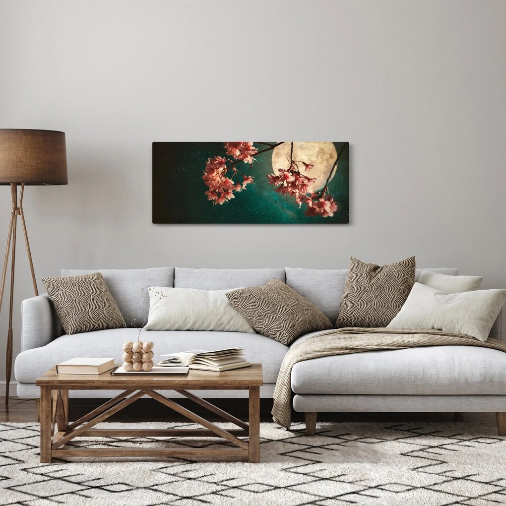 Tablou - Sakura în luna plină (120x50 cm)