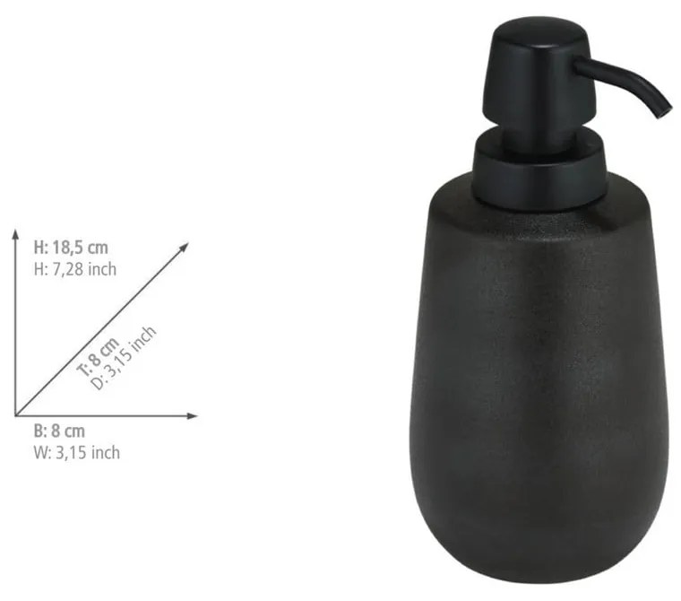 Dozator de săpun lichid negru din ceramică 490 ml Nerno – Wenko