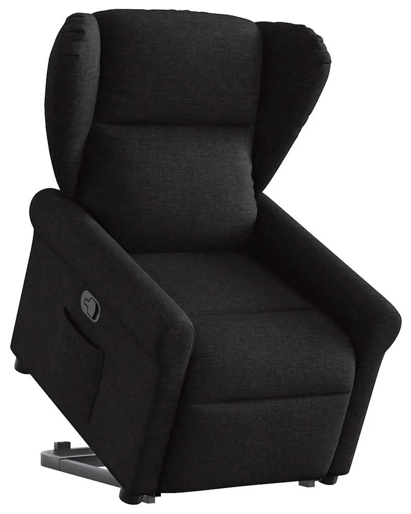 vidaXL Fotoliu rabatabil cu ridicare pe verticală, negru, textil
