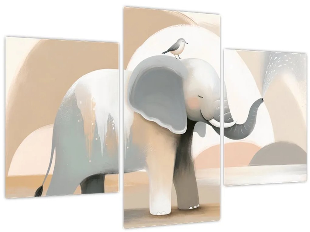 Tablou - Elefant în culori pastel (90x60 cm)