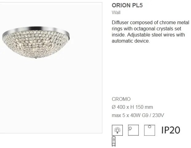 Plafonier diametru 40 cm cristal Venezian ORION PL5 059143
