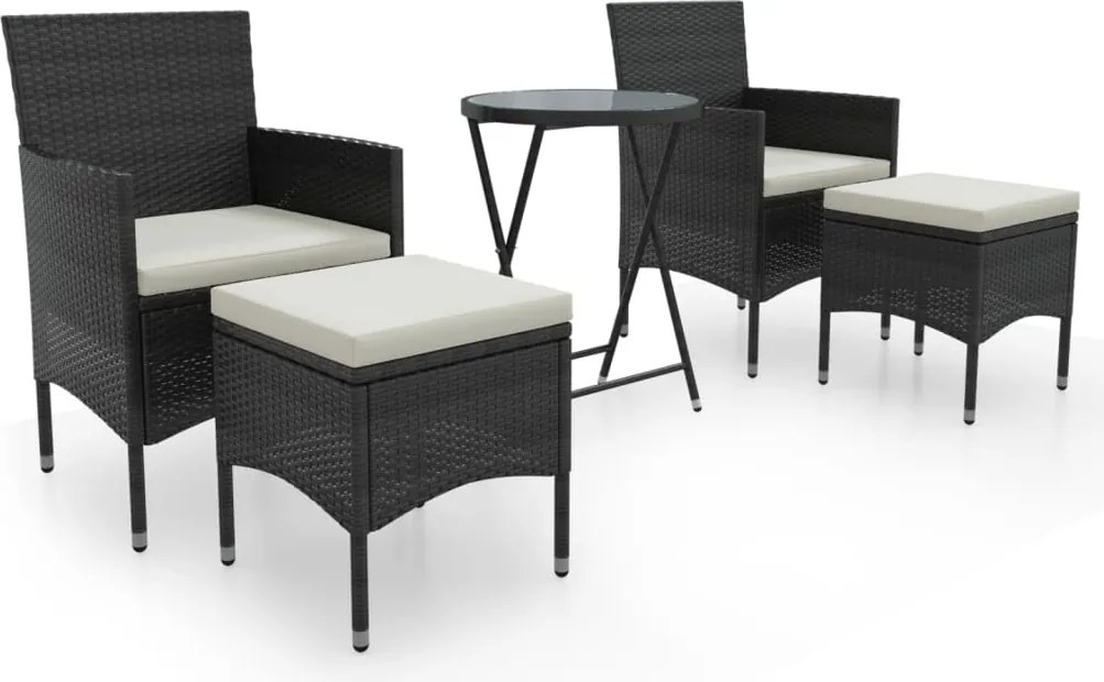 vidaXL Set mobilier bistro grădină 3 piese negru poliratan și sticlă