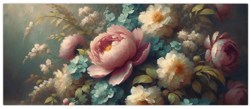 Tablou - Natură moartă cu flori - pictură (120x50 cm)