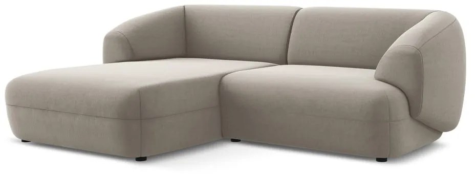 Colțar bej cu tapițerie din catifea (cu colț pe partea stângă) Moana – Makamii