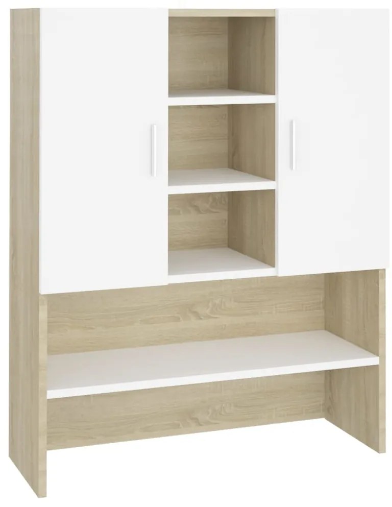 Dulap masina de spalat, alb si stejar sonoma, 70,5x25,5x90 cm alb si stejar sonoma