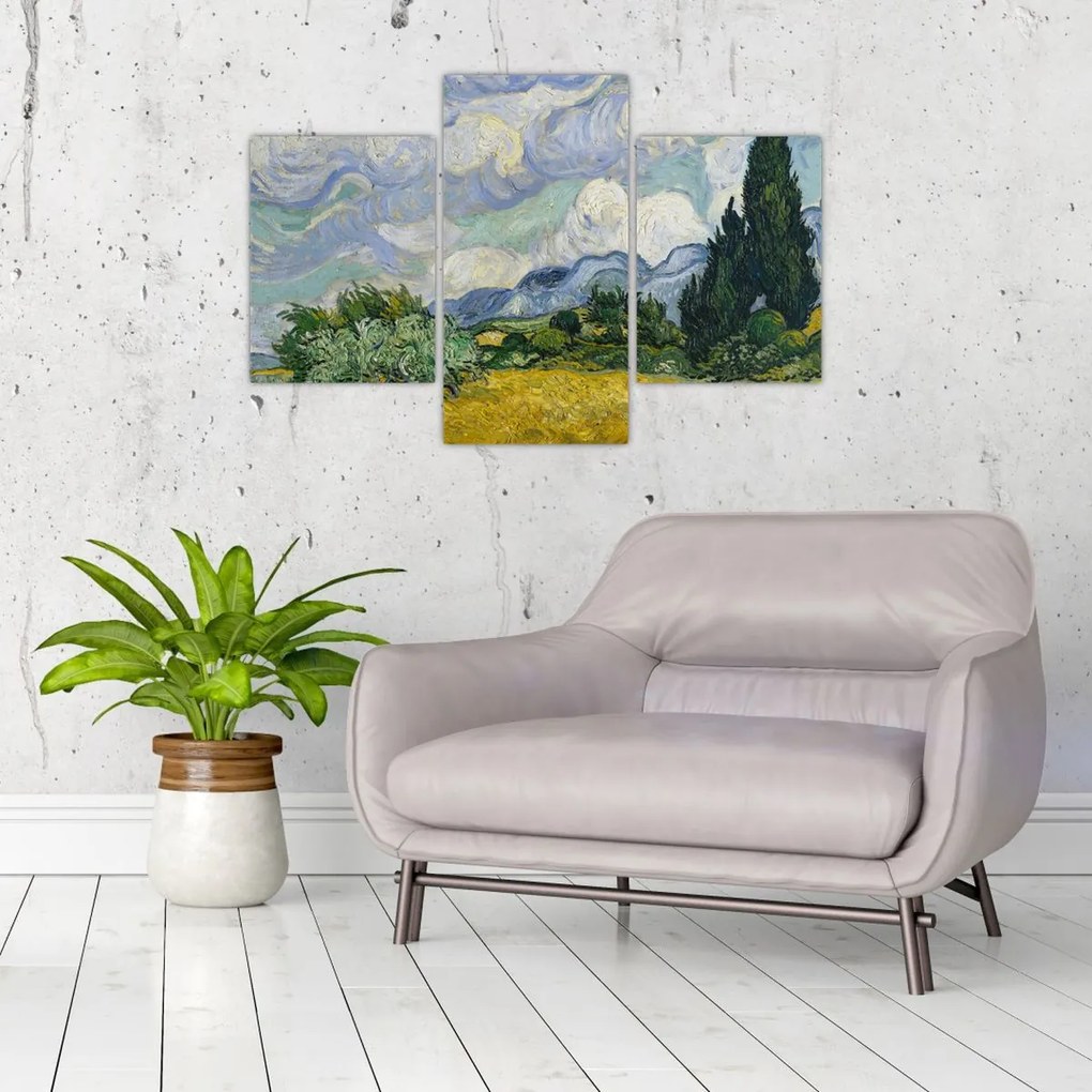 Tablou - Vincent van Gogh, Wheat Field with Cypresses, reproducere (90x60 cm)