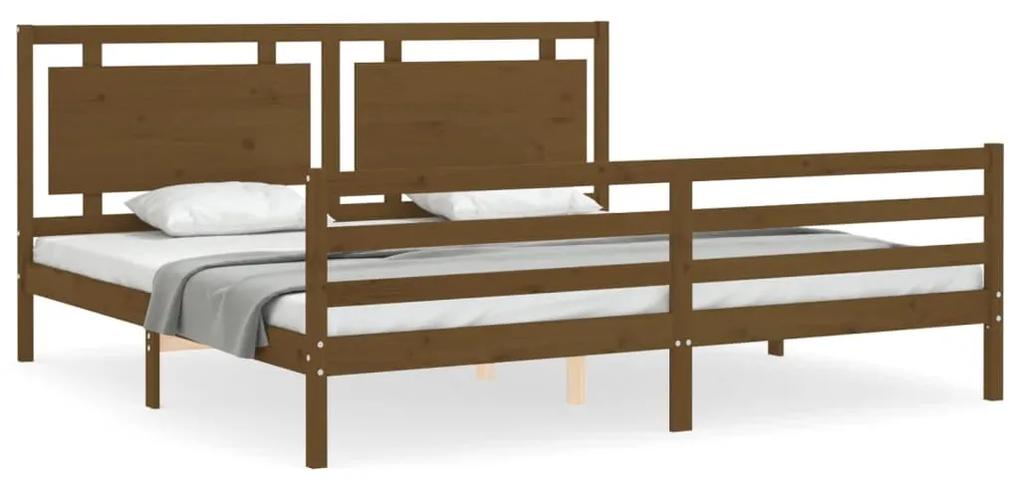 3194074 vidaXL Cadru pat cu tăblie, maro miere, 200x200 cm, lemn masiv