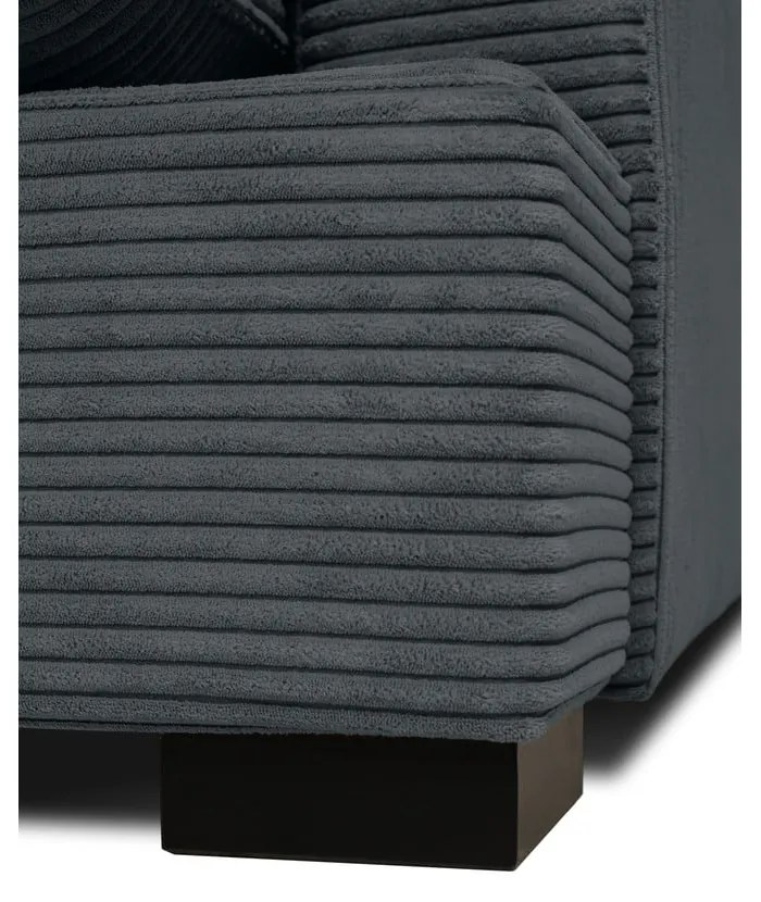 Fotoliu gri cu tapițerie din catifea reiată Mobby – Scandic