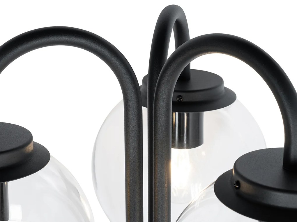 Lămpă de grădină neagră cu sticlă transparentă 200 cm 3 lumini IP44 - Sfera
